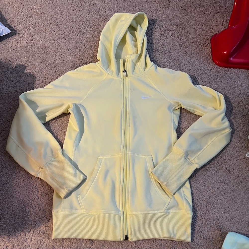 Nike light yellow zip up sweater Xs